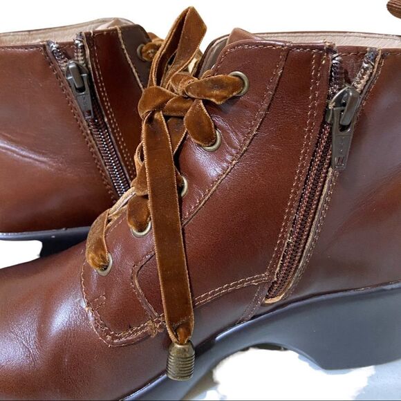 🥾 Alegria By PG Lite Eliza Dark Academia Leather Chestnut Luster Chunky Boots - Picture 8 of 13